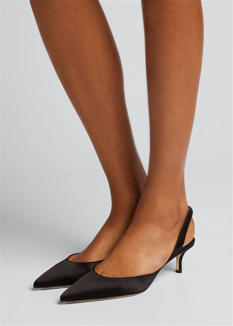 sling back low heel pumps.